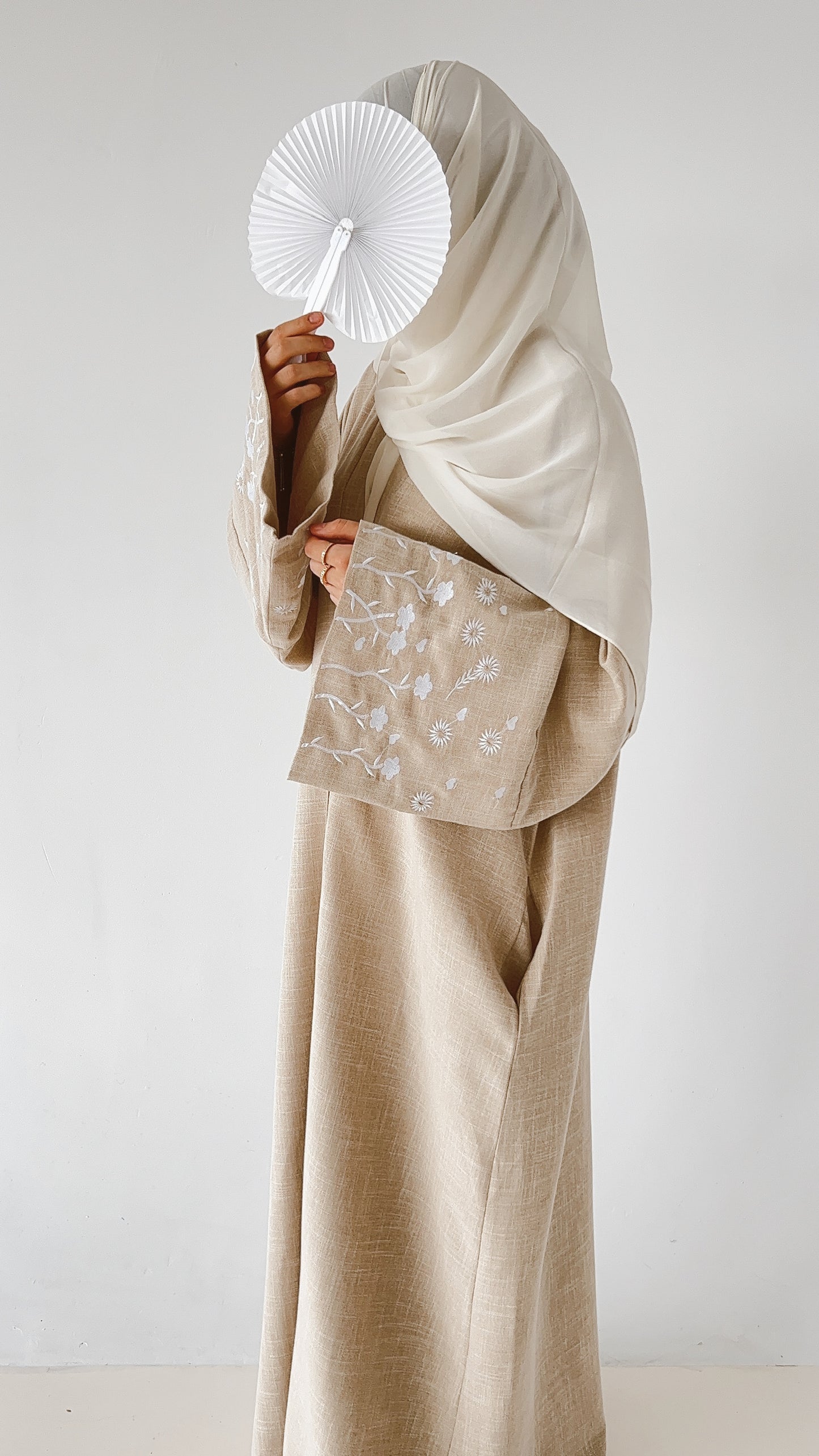 Linen Floral Abaya