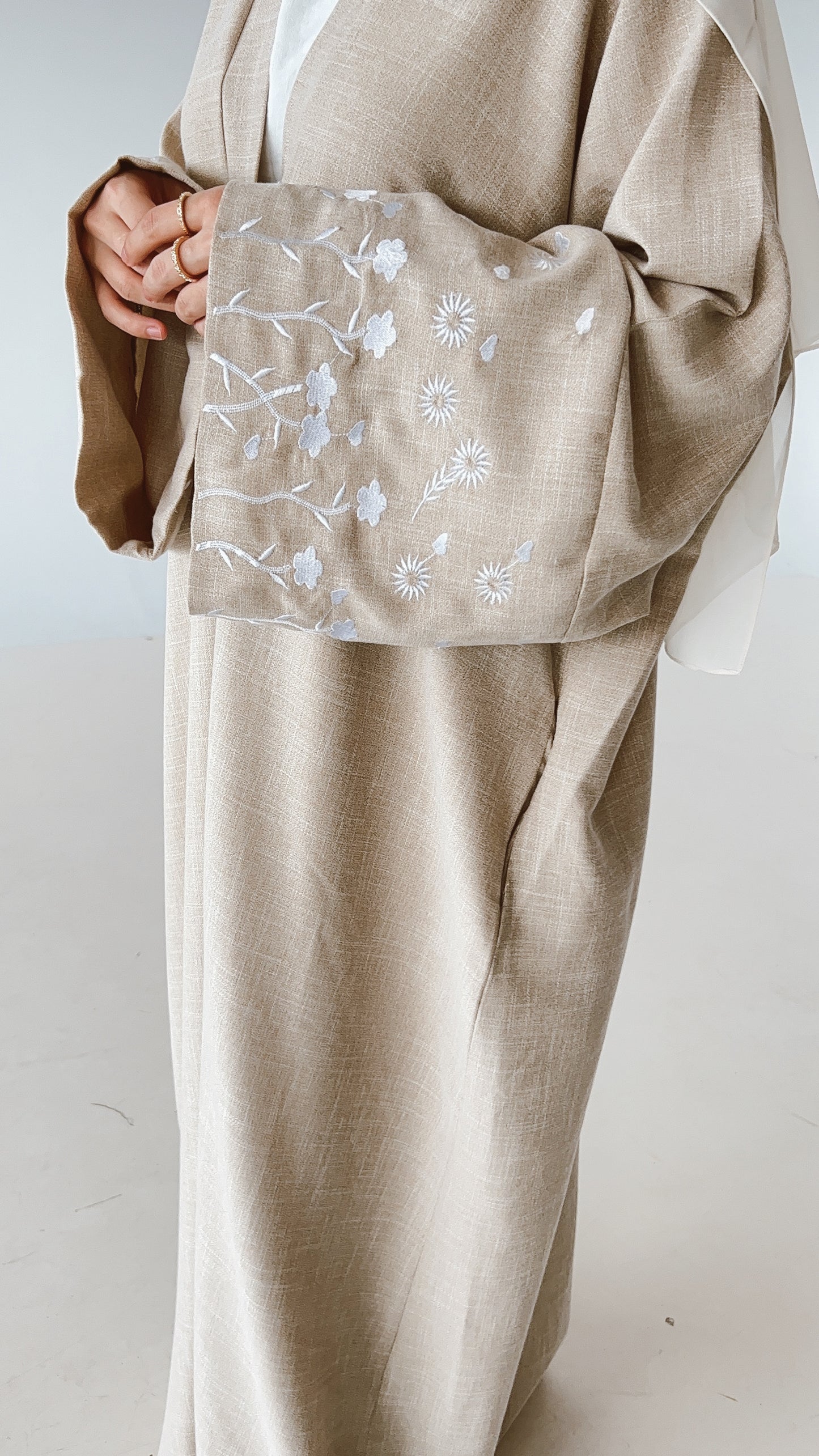 Linen Floral Abaya